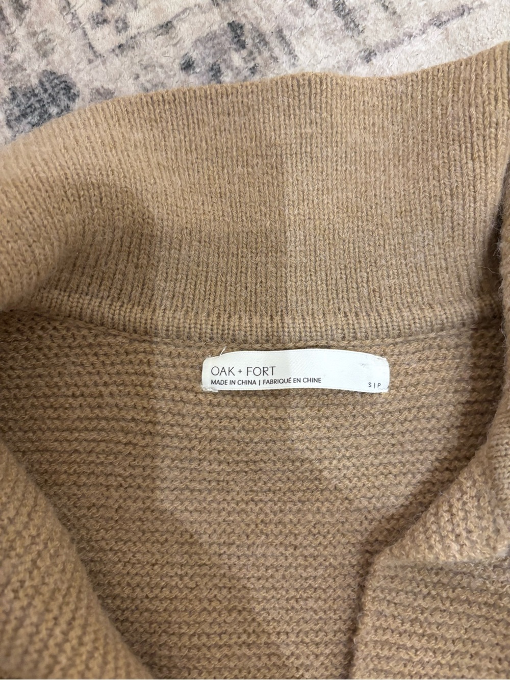 OAK + FORT Camel Cropped Knit Sweater - Picture 3 of 3